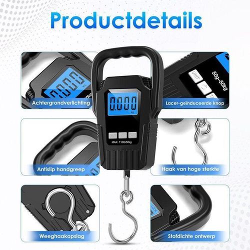 Balance Électronique Portable à Crochet – 50g à 50kg – Écran LCD Rétroéclairé – Haute Précision