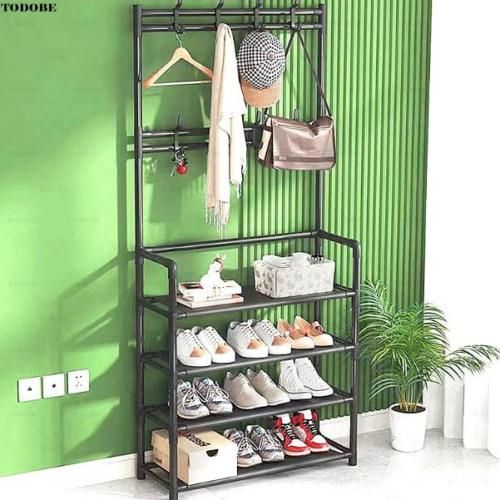 Armoire polyvalente en acier inoxydable pour vêtements et chaussures Noir