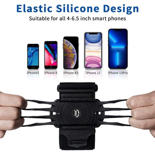 HLOMOM Brassard Téléphone Sport 360° – Support Smartphone avec Prise Casque & Porte-Clés – Compatible iPhone et Android