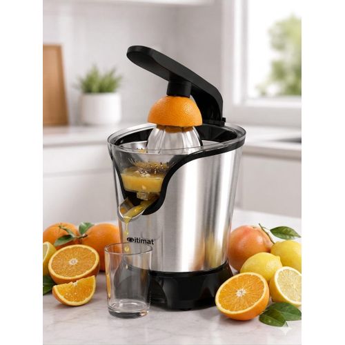 Presse-Agrumes Électrique 180W – Corps et Filtre en Acier Inoxydable – Argent/Noir – Extraction de Jus d’Agrumes