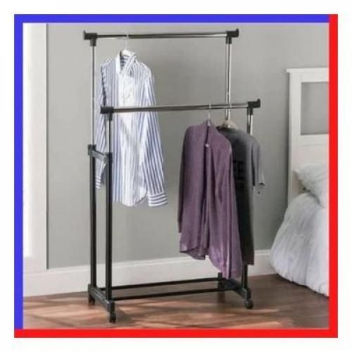 Porte cintres de vêtements mobile avec roues, Porte-vêtements & chaussure double