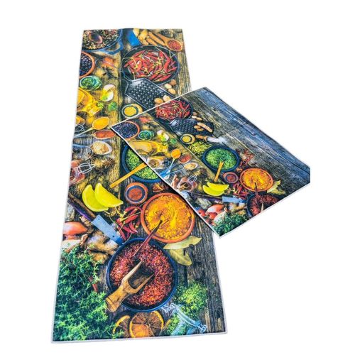 Lot de 2 tapis de cuisine antidrapants Lavables Avec autocollant Tapis de cuisine Anti-pouss