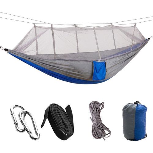 Hamac de Camping 2 Places avec Moustiquaire Intégrée – Nylon Parachute Ultra Résistant