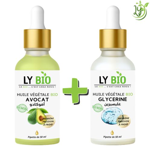 PACK HUILE AVOCAT 50ML - PIPETTE HUILE GLYCERINE 50ML - PIPETTE