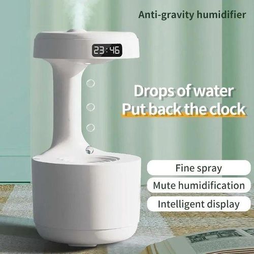 Humidificateur d'air à goutte d'eau ultrasons anti-gravité, veilleuse LED