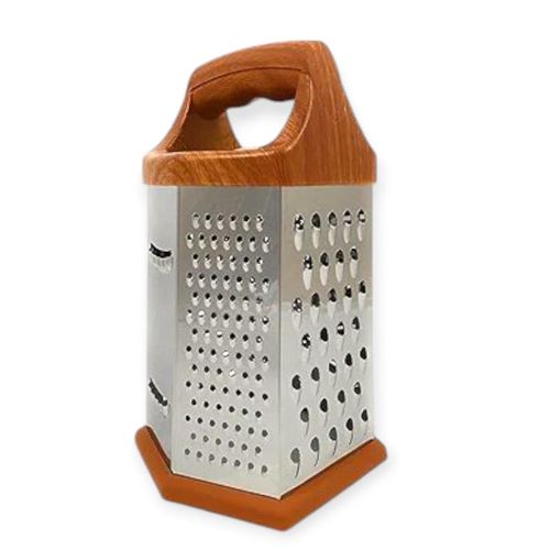 Râpe de cuisine multifonction en acier inoxydable avec poignée en bois