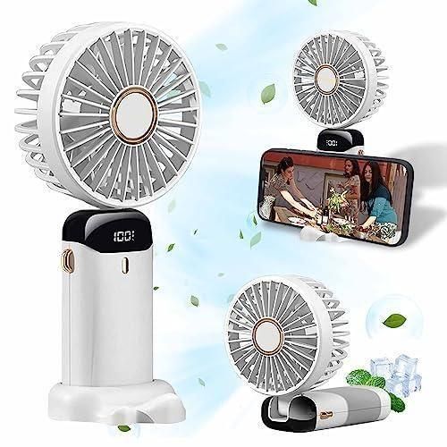 Personalized Portable Fan Name Letter Initials Custom,5000mAh Rechargeable Battery Operated with LED Display, Handheld/Neck/Desk 3 in 1 Personal Small Fan,90° Foldable Table Fan with Base 5 Speed