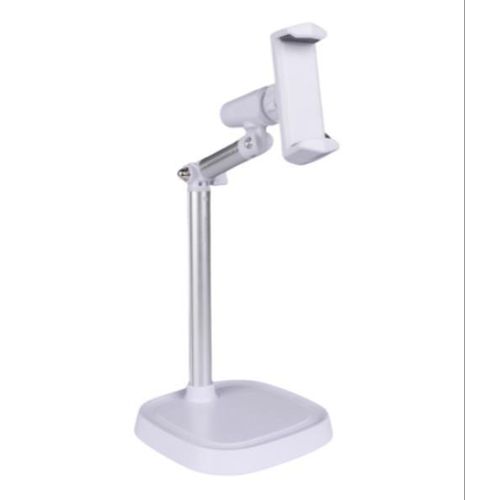 Support de téléphone réglable en hauteur, base stable, support de téléphone portable de bureau portable, métal 360° ° Support de téléphone portable rotatif Stand Blanc