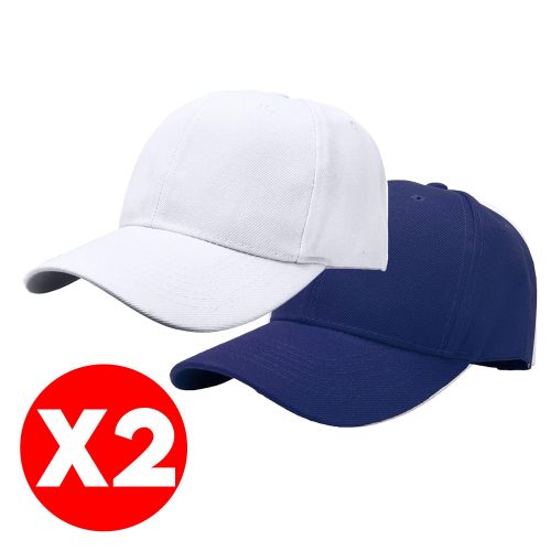Pack De 2 Casquette Unisex Ajustable Blanc+bleu