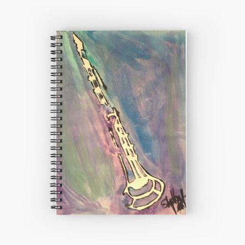 Clarinet in water color Spiral Notebook Bloc note