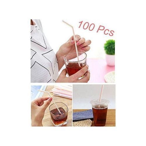 Pailles en plastique sans BPA, flexibles et multicolores, lot de 100 unités