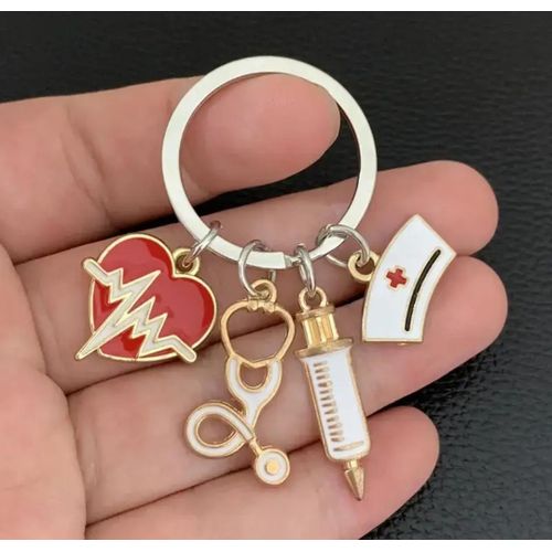 Porte-clés Thématique Médical "Cœur de Soignant" – Charms Émaillés Multicolores