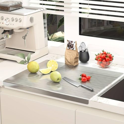 Grande Planche à Découper Inox pour Cuisine – Plateau de Travail pour Cuisson & Pétrissage