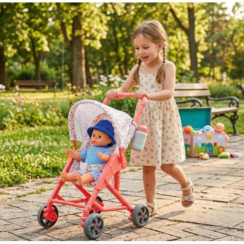 Poupon Avec Poussette – Bébé Poupée et Accessoires – Jouet Éducatif pour Enfant