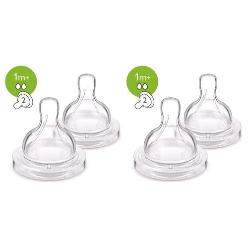 Tétines pour Biberon - Débit Moyen - Pour Bébés 1 Mois et Plus - Lot de 2