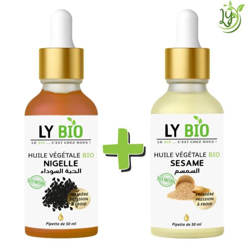 PACK HUILE NIGELLE 50ML - PIPETTE + HUILE SESAME 50ML - PIPETTE