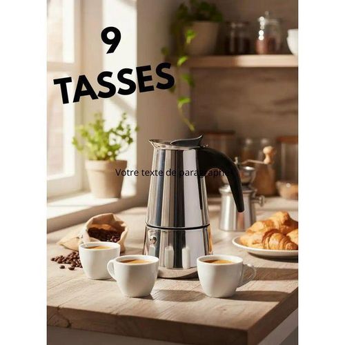 Cafetière italienne inox 9 tasses – accessoire indispensable pour préparer un café maison de qualité professionnelle