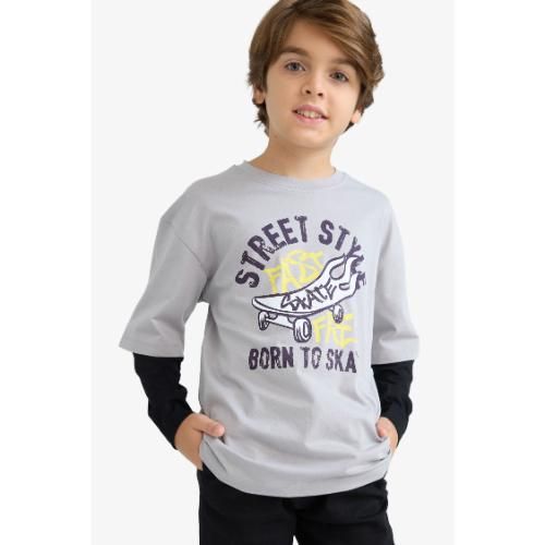 T-shirt Garçon en coton - Gris - E9590A8.
