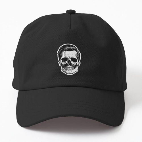 Dapper Death Crne rtro avec moustache et cheveux lisses casquette noire personnalis