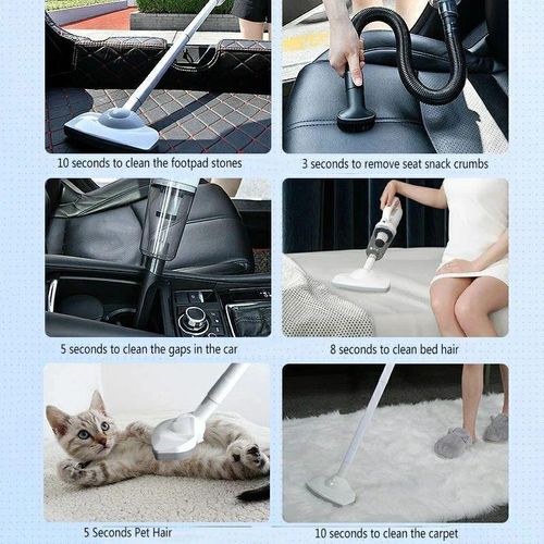 Aspirateur Sans Fil Puissant 120W Rechargeable 3 en 1 Léger et Silencieux pour Maison et Voiture