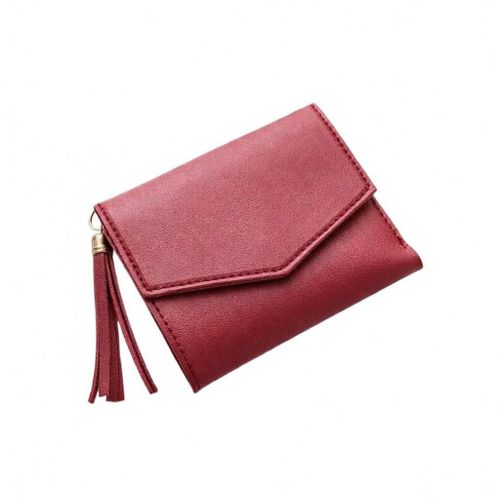 Portefeuille Femme rouge bordeaux en Faux Cuir ,Forme enveloppe chic avec rabat