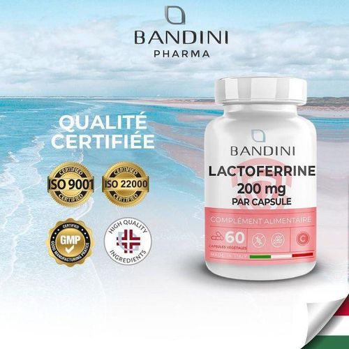 LACTOFERRINE Pure 60 Capsules (200mg Par Capsule) - Gélules Hautement Dosées Avec 60mg De Vitamine C - Lactoferrin Pour Renforcer Le Système Immunitaire - Régule L'Absorption Du Fer