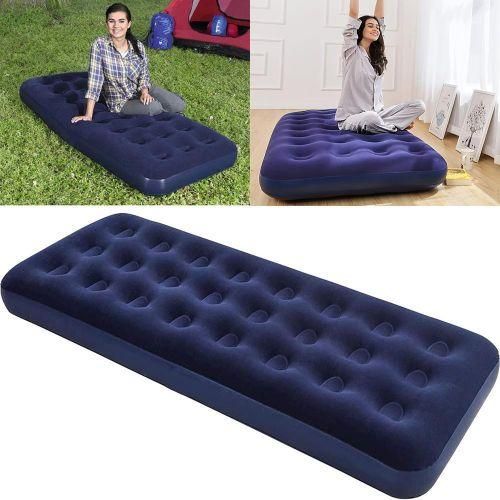 Lit Pneumatique Gonflable 1 Personne, Matelas avec Flocage Doux et Confortable, Maison et Camping, Pompe Non Incluse