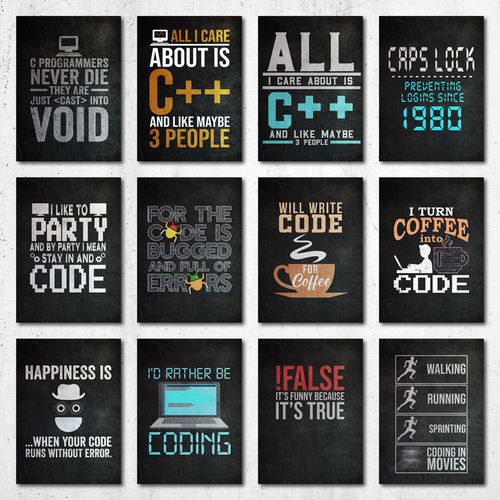 Programmer, Developer Quotes, Compilation 2, 12 Poster A5