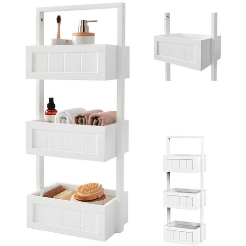 Étagère de Rangement - MDF Blanc - Salle de Bain / Organisation - Blanc 30x20x80cm