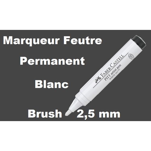Feutre Pitt Artist Pen pinceau blanc 2,5 mm,Encre de chine Pigmentée,Permanent