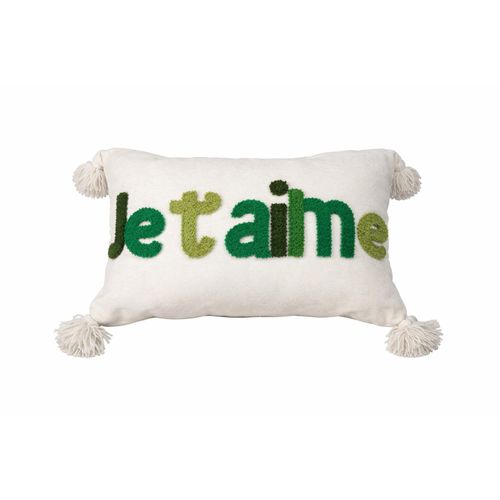 Coussin Marocain Fait Main Je t'aime – Décoration Bohème en Laine et Coton