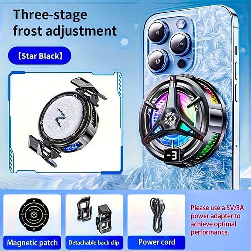 Refroidisseur Magnétique TL07 pour Smartphone - Radiateur Semi-conducteur 2-en-1 avec Clip & Écran LED Digital - 3 Vitesses de Refroidissement