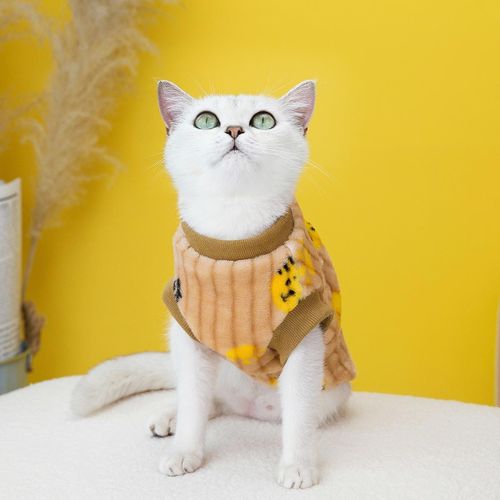 Pull douillet avec motif Tigre pour chien & chat - avec anneau pour laisse - Marron