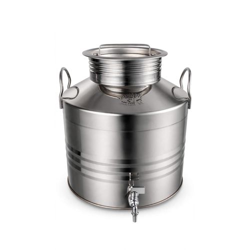 Baril Inox 30 Litres avec Robinet - Bidon Huile d'Olive Inox 18/10 - Made in Italy - Barmil Inox 30L - Joint Silicone Inclus