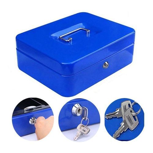 Caisse en Métal éclatante pour Monnaie,Coffre-fort universel avec porte-billets + 2 clés