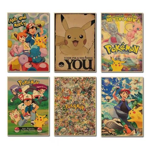 6 POSTER A4 anime Pokémon style Poster Chambre