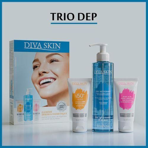 Coffret Soin Visage 3 en 1 – Gel Nettoyant Moussant, Crème Éclaircissante Anti-Taches, Crème Solaire SPF50+ – Routine Skincare Hydratante, Anti-Imperfections, Éclat du Teint, Tous Types de Peaux, Femme & Homme