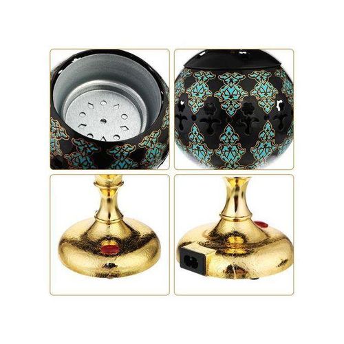 Mbikhra électrique en métal avec perle, Brûleur d'encens élégant - Encensoir blanc, noir, bleu