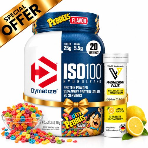 Pack Protéines & Hydratation - ISO100 Hydrolysé - Fruity Pebbles 610 g + Electrolytes Plus Magnesium Citron 10 Tabs