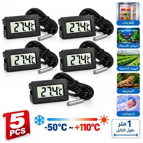 Thermomètres Numériques 5Pcs - Mesure -50°C à +110°C, Câble 1m - Multi-Usage