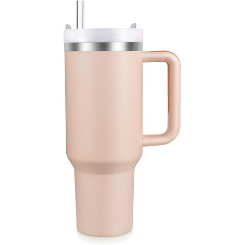 Mug Isotherme Grande Capacité 12 L Gobelet en Acier Inoxydable avec Paille Couvercle et Poignée