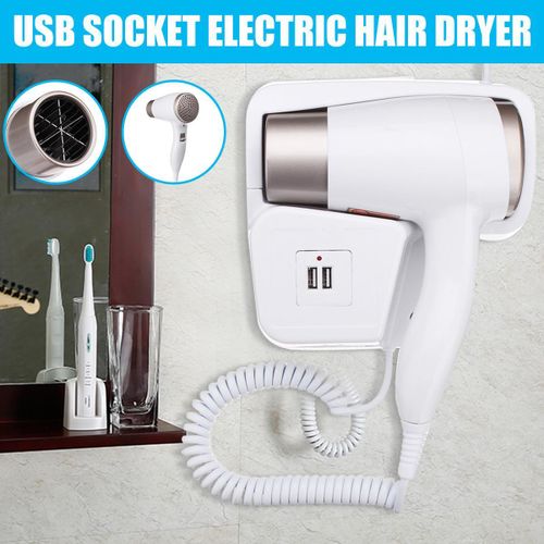 Sèche-Cheveux Mural Compact pour Salle de Bain, Modèle Léger et Silencieux avec Protection contre la Surchauffe, Mini Hair Dryer Professionnel à Fixation Murale pour Maison, Hôtel, Chambre, Vestiaire et Espace Bien-Être