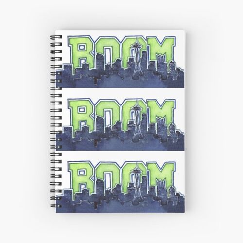 Seattle Skyline 12th Man Legion of Boom Painting Spiral Notebook Bloc note