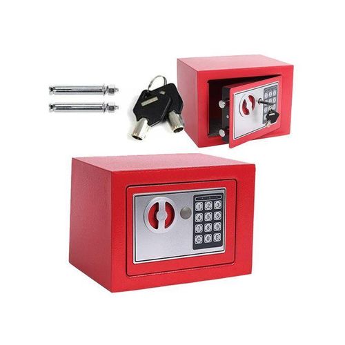 Coffre Fort à Serrure Électronique Avec Code PIN et 2 Clés, Fixations Murales et au sol 17×23×17cm