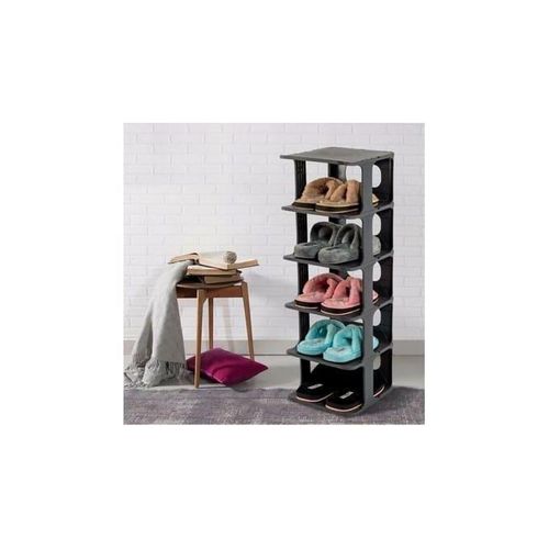 Étagère à Chaussures Noire 5 Niveaux Compacte