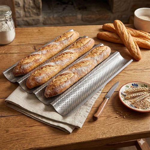 Moule à Baguettes en Métal Perforé – Cuisson de Pain Maison