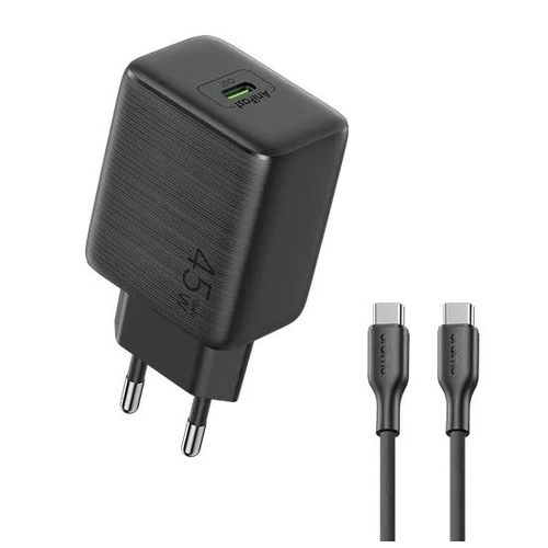 Chargeur PowerGaN 451 45W GaN USB-C Ultra Fast OCW-5451ECC avec Câble USB Type-C vers USB-C – Charge Rapide PD 3.0 & QC 4.0+ 45 W
