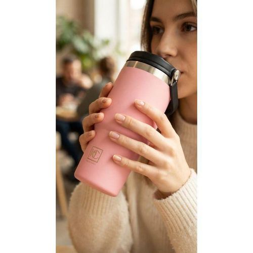 Thermos Isotherme 600 ml avec Paille – Gobelet en Acier Inoxydable Rose
