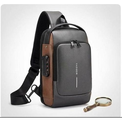 Sac Bandochère Homme Anti-Vol avec Cadenas à Code et Port USB - Cuir PU Premium