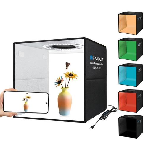 Studio Photo Portable 30cm avec Éclairage LED Intégré et 6 Fonds de Couleur